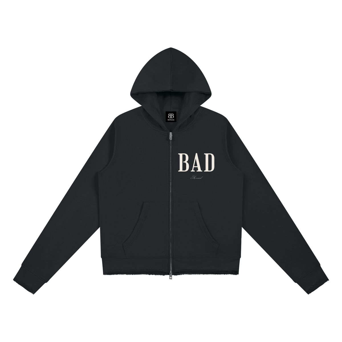 BORN BAD Raw-Edge Co-ord — Zip Hoodie & Wide-Leg Trousers