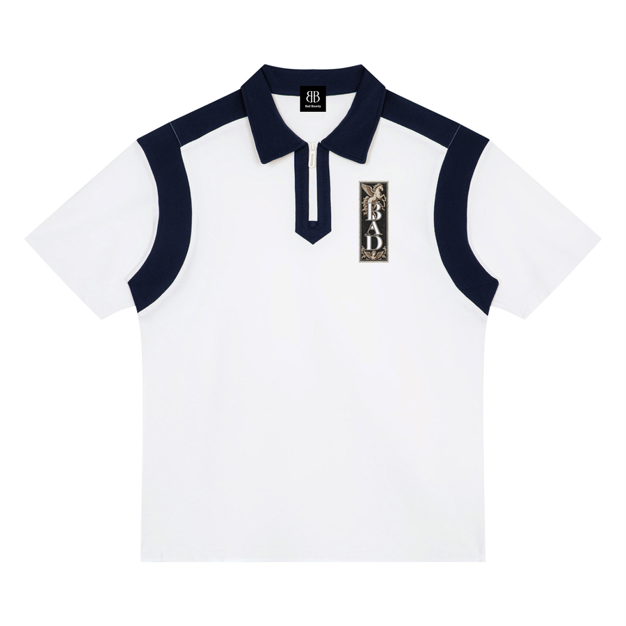 White with Navy Blue